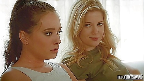 Hot blonde plays with her toys